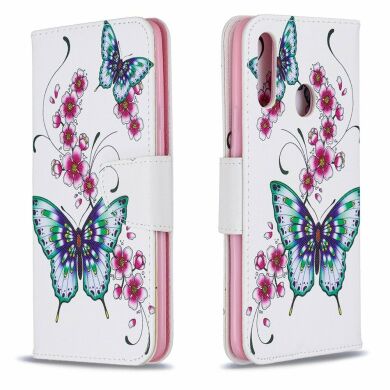 Чехол-книжка Deexe Color Wallet для Samsung Galaxy A20s (A207) - Green Butterflies and Flowers