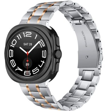 Ремінець Deexe Stainless Steel Strap для Samsung Galaxy Watch Ultra (2025) - Silver / Rose Gold