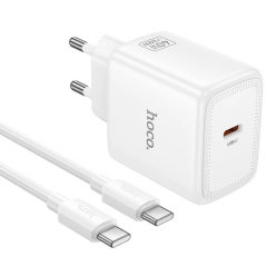 Мережевий зарядний пристрій Hoco N83 PD40W (Type-C) + кабель Type-C to Type-C - White