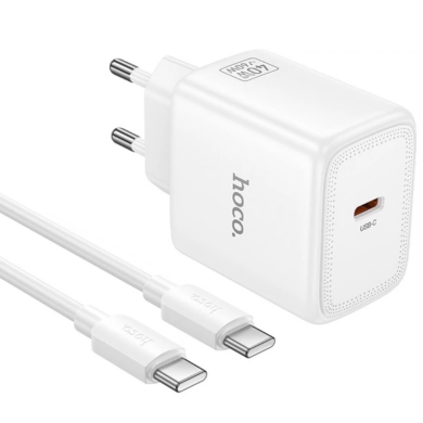 Мережевий зарядний пристрій Hoco N83 PD40W (Type-C) + кабель Type-C to Type-C - White