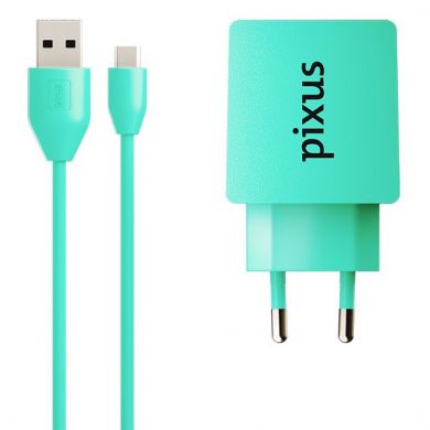 Мережевий зарядний пристрій Pixus Charge One (2А) - Turquoise