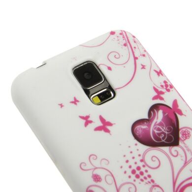 Силиконовая накладка Deexe Flower Pattern для Samsung S5 mini (G800) - Heart Pattern