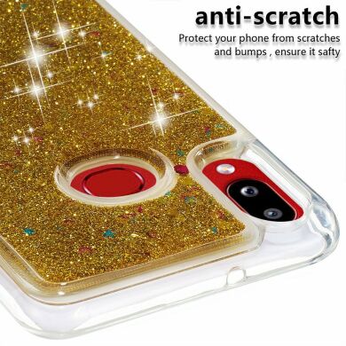 Силиконовый (TPU) чехол Deexe Liquid Glitter для Samsung Galaxy A10s (A107) - Gold