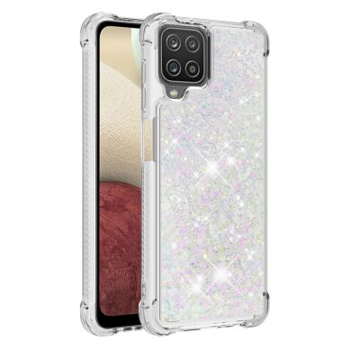 Силиконовый (TPU) чехол Deexe Liquid Glitter для Samsung Galaxy A12 (A125) / A12 Nacho (A127) / M12 (M127) - Silver