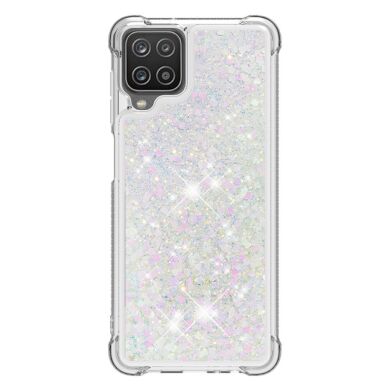 Силиконовый (TPU) чехол Deexe Liquid Glitter для Samsung Galaxy A12 (A125) / A12 Nacho (A127) / M12 (M127) - Silver