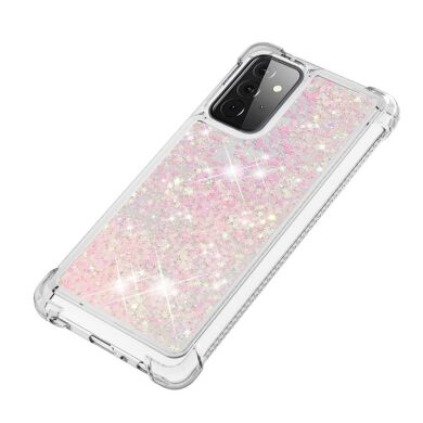 Силиконовый (TPU) чехол Deexe Liquid Glitter для Samsung Galaxy A72 (А725) - Pink