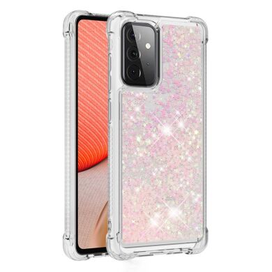 Силиконовый (TPU) чехол Deexe Liquid Glitter для Samsung Galaxy A72 (А725) - Pink