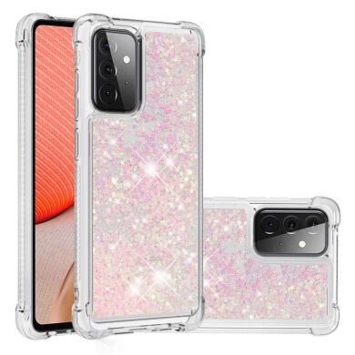 Силиконовый (TPU) чехол Deexe Liquid Glitter для Samsung Galaxy A72 (А725) - Pink