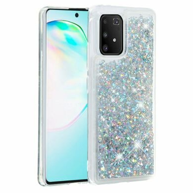 Силиконовый (TPU) чехол Deexe Liquid Glitter для Samsung Galaxy S10 Lite (G770) - Silver