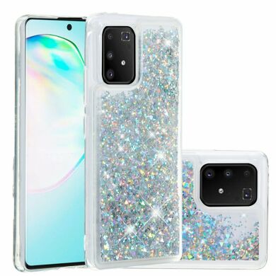 Силиконовый (TPU) чехол Deexe Liquid Glitter для Samsung Galaxy S10 Lite (G770) - Silver