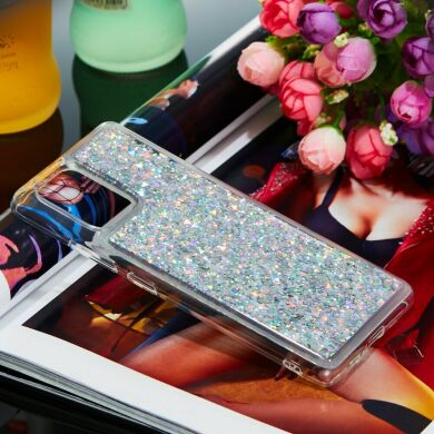 Силиконовый (TPU) чехол Deexe Liquid Glitter для Samsung Galaxy S10 Lite (G770) - Silver
