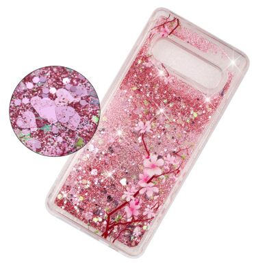 Силіконовий (TPU) чохол Deexe Liquid Glitter для Samsung Galaxy S10 - Plum Flower
