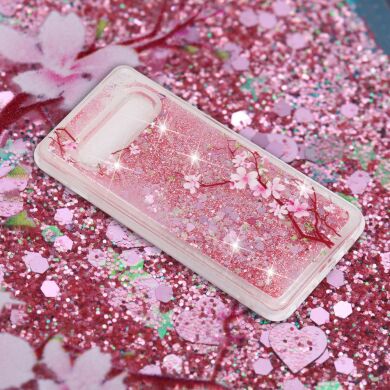 Силіконовий (TPU) чохол Deexe Liquid Glitter для Samsung Galaxy S10 - Plum Flower