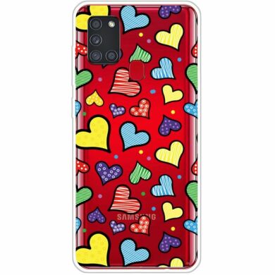 Силиконовый (TPU) чехол Deexe Pretty Glossy для Samsung Galaxy A21s (A217) - Love Hearts