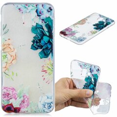 Силиконовый (TPU) чехол Deexe Pretty Glossy для Samsung Galaxy J6+ (J610) - Flowers Printing TPU