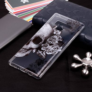 Силиконовый (TPU) чехол Deexe Pretty Glossy для Samsung Galaxy Note 9 (N960) - Flowers and Skull