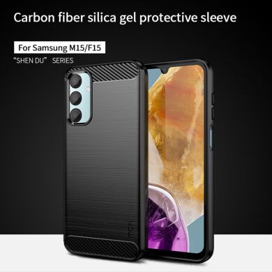 Силиконовый (TPU) чехол MOFI Carbon Fiber для Samsung Galaxy M15 (M156) - Blue