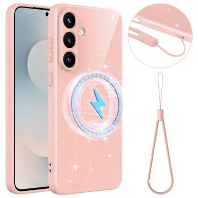 Захисний чохол Deexe Glitter Case with MagSafe для Samsung Galaxy S25 FE (S731) - Pink