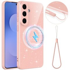 Захисний чохол Deexe Glitter Case with MagSafe для Samsung Galaxy S26 FE - Pink