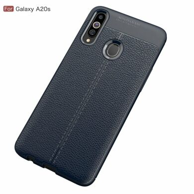 Защитный чехол Deexe Leather Cover для Samsung Galaxy A20s (A207) - Dark Blue