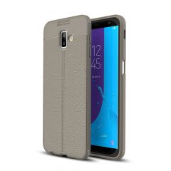 Защитный чехол Deexe Leather Cover для Samsung Galaxy J6+ (J610) - Grey