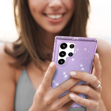 Захисний чохол UniCase Glitter Series для Samsung Galaxy S22 Ultra - Transparent Purple