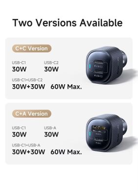 Автомобільний зарядний пристрій Baseus PrimeTrip VP2 60W (Type-C + USB) C0207400 - Black