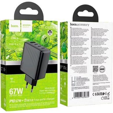 Сетевое зарядное устройство Hoco CS27A 67W (3Type-C + USB) - Black