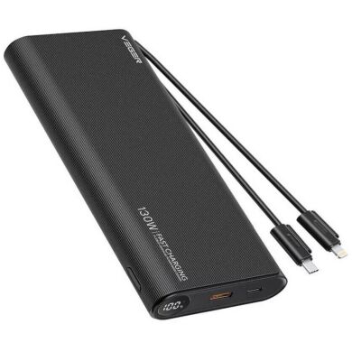 Внешний аккумулятор VEGER TCE130 PD130W (25000mAh) + кабель Type-C + Lightning - Black