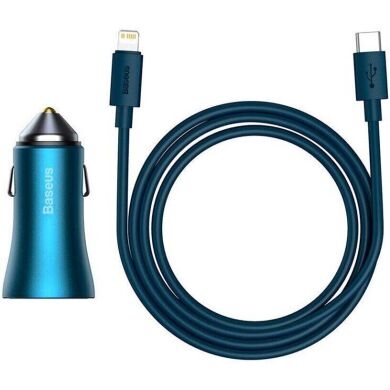 Автомобильное зарядное устройство Baseus Golden Contactor Pro 40W + кабель Type-C to Lightning (TZCCJD-03) - Blue