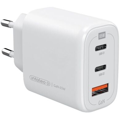 Мережевий зарядний пристрій Intaleo TCG65GAN 65W GaN Charger - White