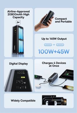 Внешний аккумулятор Baseus EnerGeek GP12 145W (20800mAh) + кабель Type-C to Type-C P10082109813-00 - Grey