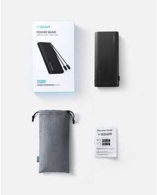 Внешний аккумулятор VEGER TCE130 PD130W (25000mAh) + кабель Type-C + Lightning - Black