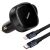 Автомобильное зарядное устройство Baseus Enjoyment Retractable (30W) + кабель Lightning+Type-C (CGTX000001) - Black