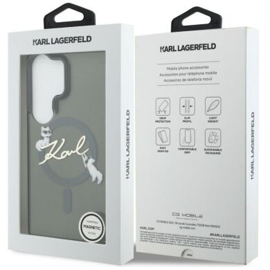 Захисний чохол Karl Lagerfeld IML Choupettes Karl Script Logo MagSafe для Samsung Galaxy S26 Ultra (KLHMS26L5HKSCAK) - Black
