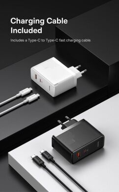 Сетевое зарядное устройство Baseus GaN5 Pro Fast Charger C+U 100W + кабель Type-C to Type-C (100W, 1m) CCGP090201 - Black