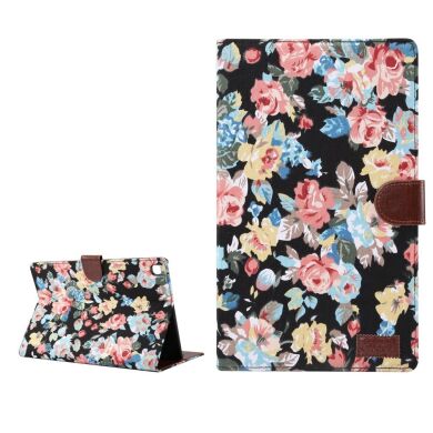 Чехол Deexe Peony Pattern для Samsung Galaxy Tab A7 10.4 (2020) - Black