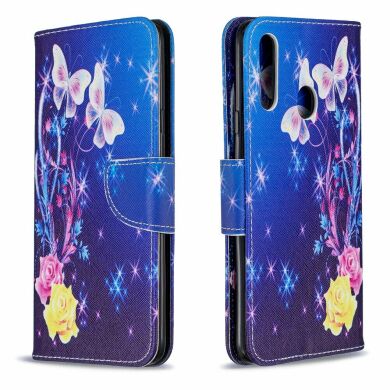 Чехол-книжка Deexe Color Wallet для Samsung Galaxy A20s (A207) - White Butterflies and Flower