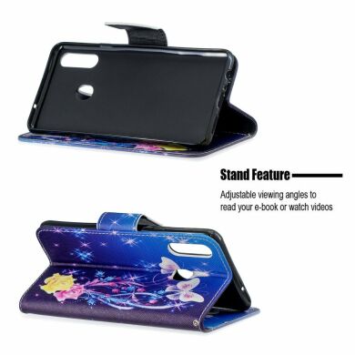 Чехол-книжка Deexe Color Wallet для Samsung Galaxy A20s (A207) - White Butterflies and Flower