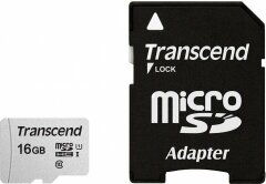 Карта памяти Transcend microSDHC 300S 16GB UHS-I U1 + адаптер
