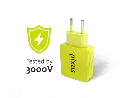 Сетевое зарядное устройство Pixus Charge One (2А) + кабель - Lime