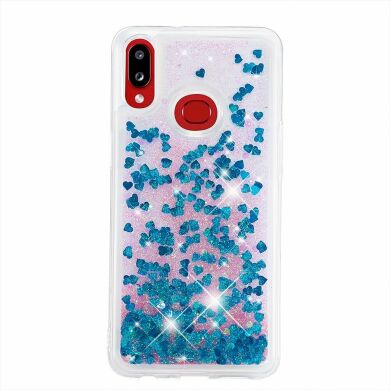 Силиконовый (TPU) чехол Deexe Liquid Glitter для Samsung Galaxy A10s (A107) - Blue