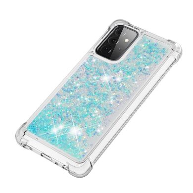 Силиконовый (TPU) чехол Deexe Liquid Glitter для Samsung Galaxy A72 (А725) - Baby Blue