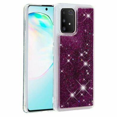 Силиконовый (TPU) чехол Deexe Liquid Glitter для Samsung Galaxy S10 Lite (G770) - Purple