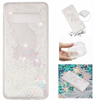 Силіконовий (TPU) чохол Deexe Liquid Glitter для Samsung Galaxy S10 - Lace Flower