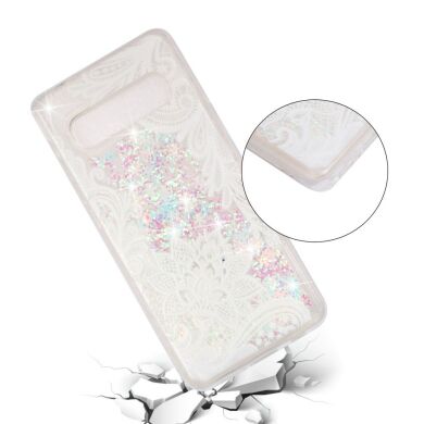 Силіконовий (TPU) чохол Deexe Liquid Glitter для Samsung Galaxy S10 - Lace Flower
