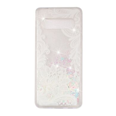 Силіконовий (TPU) чохол Deexe Liquid Glitter для Samsung Galaxy S10 - Lace Flower