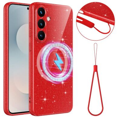 Захисний чохол Deexe Glitter Case with MagSafe для Samsung Galaxy S25 FE (S731) - Red
