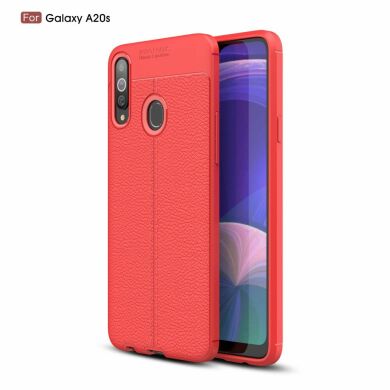 Защитный чехол Deexe Leather Cover для Samsung Galaxy A20s (A207) - Red