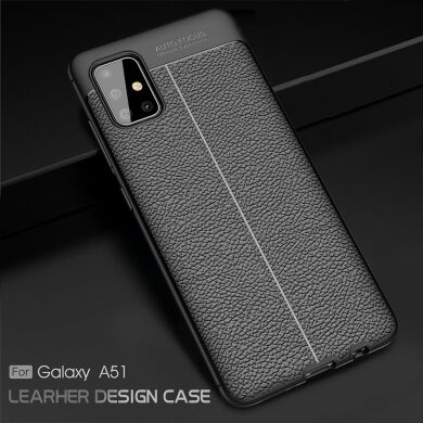 Защитный чехол Deexe Leather Cover для Samsung Galaxy A51 (A515) - Black